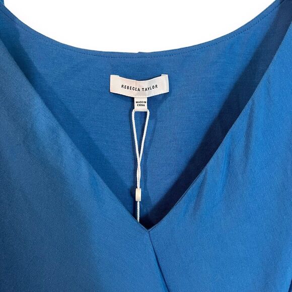 Rebecca Taylor Dress L French Blue Modal Twist Front Slit Sleeveless Midi $345 - Picture 4 of 11